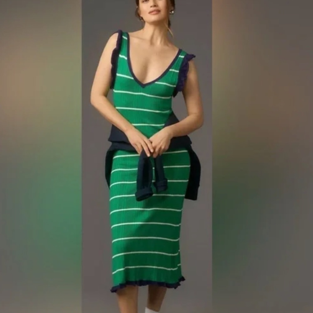 Daily Practice by Anthropologie Striped Knitted Midi Dress size Small NWT